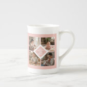 Custom 1st Mother's Day Photo Collage Pink Floral ボーンチャイナマグカップ (右)