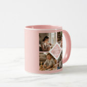 Custom 1st Mother's Day Photo Collage Pink Floral マグカップ (正面右)