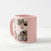 Custom 1st Mother's Day Photo Collage Pink Floral マグカップ (正面左)