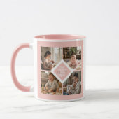 Custom 1st Mother's Day Photo Collage Pink Floral マグカップ (左)