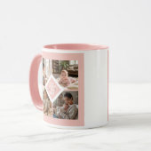 Custom 1st Mother's Day Photo Collage Pink Floral マグカップ (正面左)