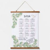 Custom 2026 Calendar with Elegant Eucalyptus 吊り下げ型タペストリー (正面)