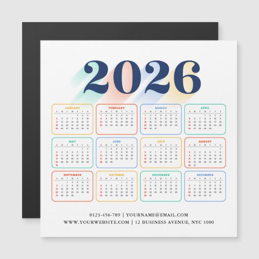 Custom 2026 Magnetic Calendar – Modern & Elegant (正面/裏面)