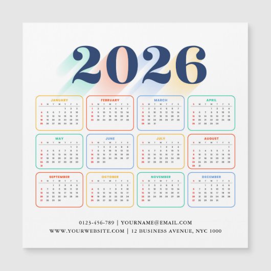 Custom 2026 Magnetic Calendar – Modern & Elegant (正面)