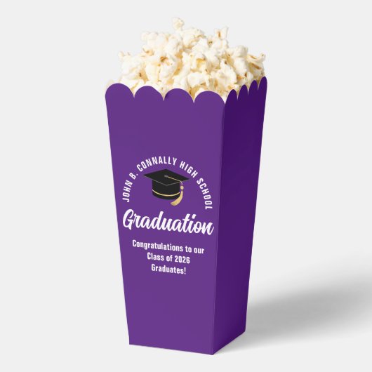 Custom 2026 Purple Graduation Party Popcorn フェイバーボックス (はじけた状態)