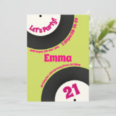 Custom 21st Birthday Colourful Retro Fun Record 招待状 (スタンド正面)