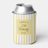Custom 21st Birthday Cute Yellow Striped Party 缶クーラー (缶正面)