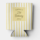 Custom 21st Birthday Cute Yellow Striped Party 缶クーラー (正面)