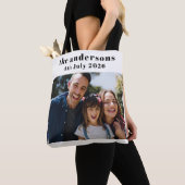 Custom 2 Photo and Text Personalized Tote トートバッグ (クローズアップ)