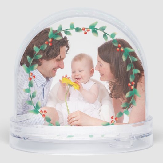 Custom 2 Photo Elegant Holly Wreath  (裏面)