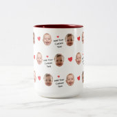 Custom 2 Photo Face Pattern Personalized Text ツートーンマグカップ (中央)