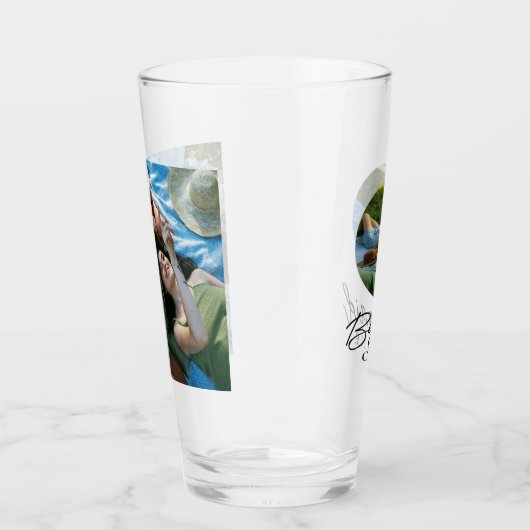 Custom 2 Photo Stylish Script Bridesmaid Gift タンブラーグラス (右)