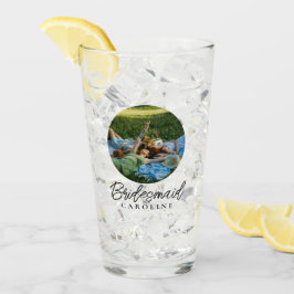 Custom 2 Photo Stylish Script Bridesmaid Gift タンブラーグラス