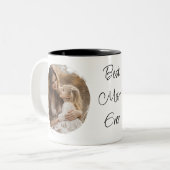 Custom 2 Photo & Text Best Mom Ever  ツートーンマグカップ (正面左)