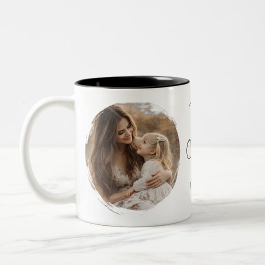 Custom 2 Photo & Text Best Mom Ever  ツートーンマグカップ (左)