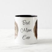Custom 2 Photo & Text Best Mom Ever  ツートーンマグカップ (中央)
