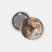 Custom 2 Photo & Text Best Mom Ever  マグネット (正面/裏面)