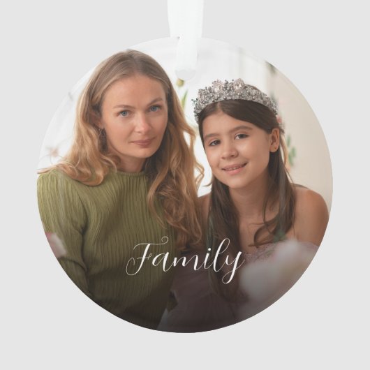 Custom 2-photo White Script Ornament オーナメント (裏面)