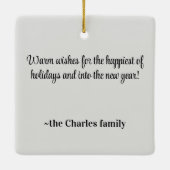 Custom, 2-Sides Christmas Pink Poinsettia Bouquet セラミックオーナメント (裏面)