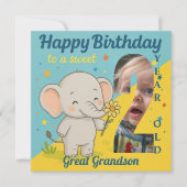 Custom 2nd Birthday Elephant Sweet Your Photo Card カード (正面)