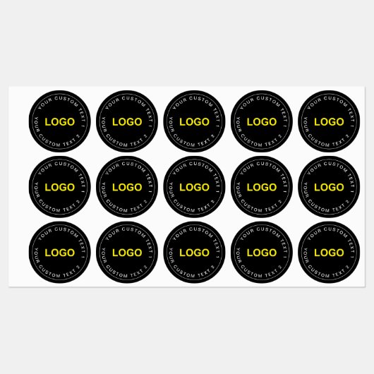 Custom 30 Business Logo, Black Waterproof Stickers ラベル (シート)