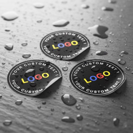 Custom 30 Business Logo, Black Waterproof Stickers ラベル