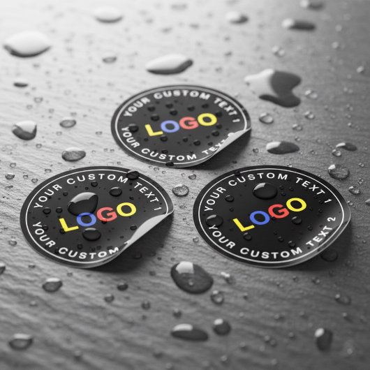 Custom 30 Business Logo, Black Waterproof Stickers ラベル