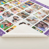 Custom 30 Photo Collage Family Quotes Name Purple  シェルパブランケット (3/4)