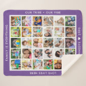 Custom 30 Photo Collage Family Quotes Name Purple  シェルパブランケット (正面(横))