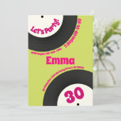 Custom 30th Birthday Colourful Retro Fun Record 招待状 (スタンド正面)