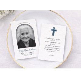 Custom 3.5" x 2.5" Funeral Photo Card with Cross  名刺