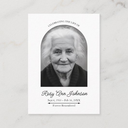 Custom 3.5" x 2.5" Funeral Photo Card with Prayer 名刺 (正面)