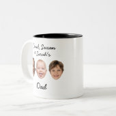 Custom 3 Kids Faces & Names Personalized Dad Gift ツートーンマグカップ (正面左)