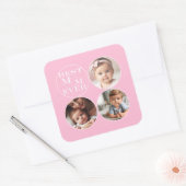 Custom 3- Photo "Best Mom Ever" Soft Pastel Pink スクエアシール (封筒)