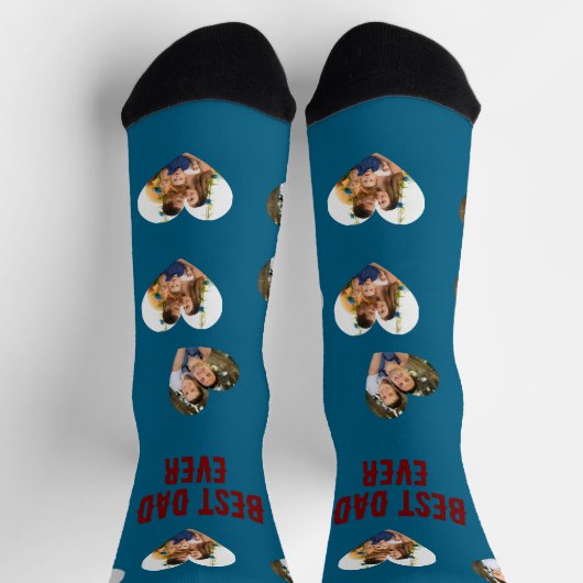 Custom 3 Photo Collage Best Dad Ever  ソックス (上部)