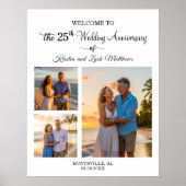Custom 3 Photos 25th Wedding Anniversary Welcome ポスター (正面)