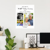 Custom 3 Photos 40th Wedding Anniversary Welcome ポスター (ホームオフィス)