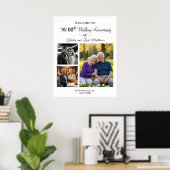 Custom 3 Photos 60th Wedding Anniversary Welcome ポスター (ホームオフィス)