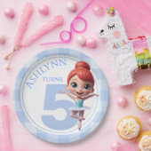Custom 3D Cute Blue Ballerina Girls Birthday | ペーパープレート (パーティー)