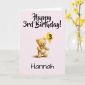 Custom 3rd Birthday Congratulations, Personalized カード (黄色い花)