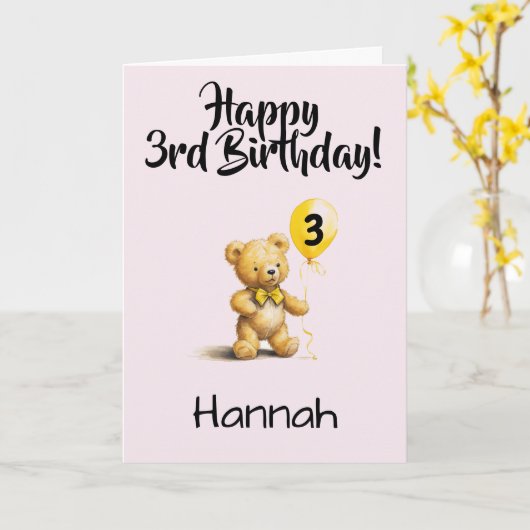Custom 3rd Birthday Congratulations, Personalized カード (黄色い花)