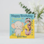 Custom 3rd Birthday Elephant Sweet Your Photo Card カード (スタンド正面)