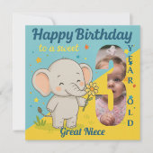 Custom 3rd Birthday Elephant Sweet Your Photo Card カード (正面)
