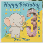 Custom 3rd Birthday Elephant Sweet Your Photo Card カード