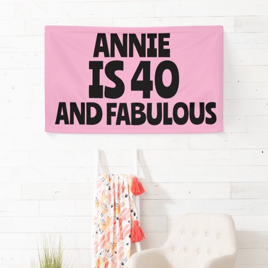 CUSTOM 40TH BIRTHDAY FABULOUS PINK PARTY BANNER 横断幕 (インサイチュ)