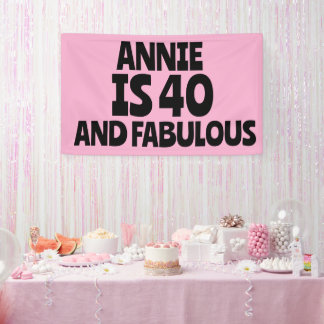 CUSTOM 40TH BIRTHDAY FABULOUS PINK PARTY BANNER 横断幕