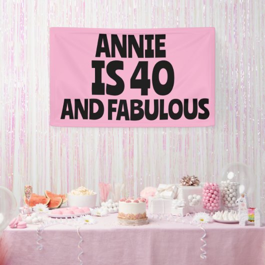 CUSTOM 40TH BIRTHDAY FABULOUS PINK PARTY BANNER 横断幕 (パーティー)