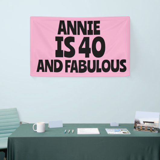 CUSTOM 40TH BIRTHDAY FABULOUS PINK PARTY BANNER 横断幕 (トレードショー)