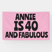 CUSTOM 40TH BIRTHDAY FABULOUS PINK PARTY BANNER 横断幕 (横)