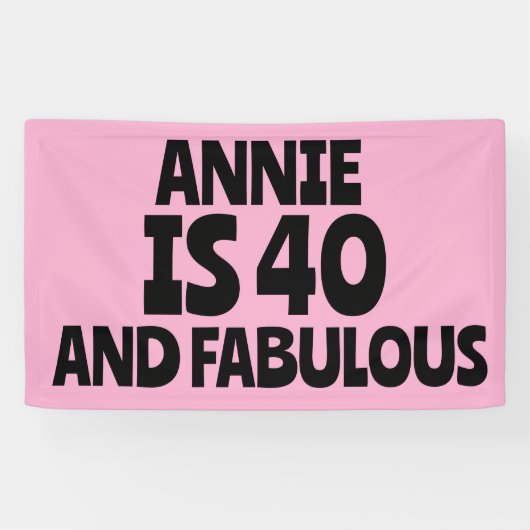 CUSTOM 40TH BIRTHDAY FABULOUS PINK PARTY BANNER 横断幕 (横)